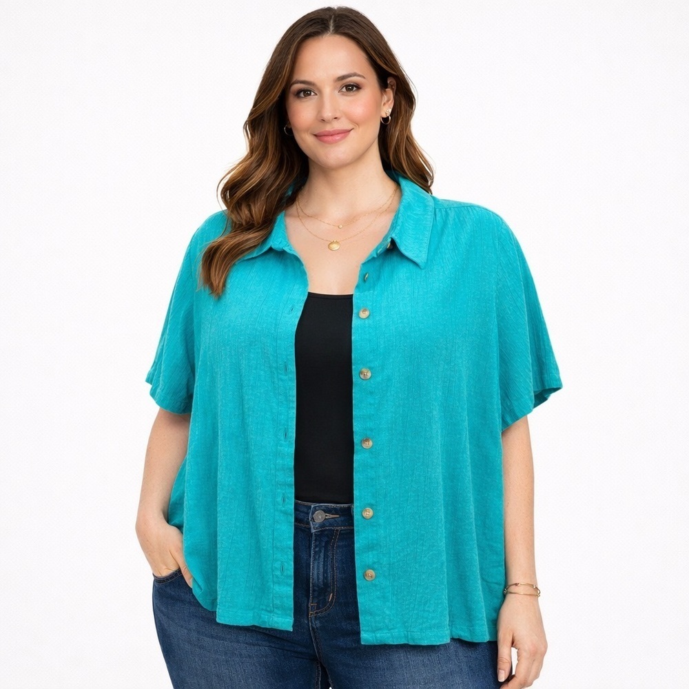 Lane Bryant Turquoise Blouse 26